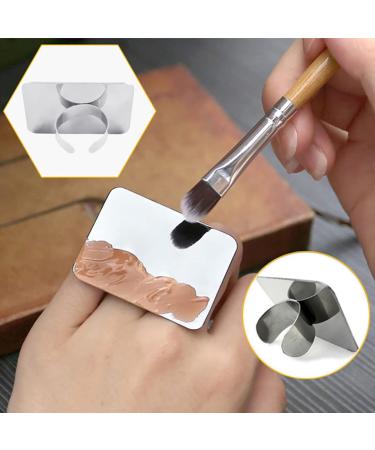 Professional 1PC Nail Art Palette Ring - Stainless Steel Color Mixing Palette for DIY Nail Designs | Handsfree Rectangle Makeup Tool - Buy Online on GoSupps.com