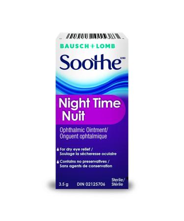 Bausch + Lomb Soothe Night Time Ophthalmic Dry Eye Ointment Lubricant Relief for Dry Eyes Nighttime Dry Eye Relief Preservative Free 3.5g