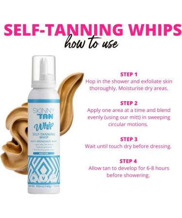 Skinny Tan Self Tanning Whip Medium 150ml - Natural Sun-Kissed Glow | Pack of 1 - Buy Online on GoSupps.com