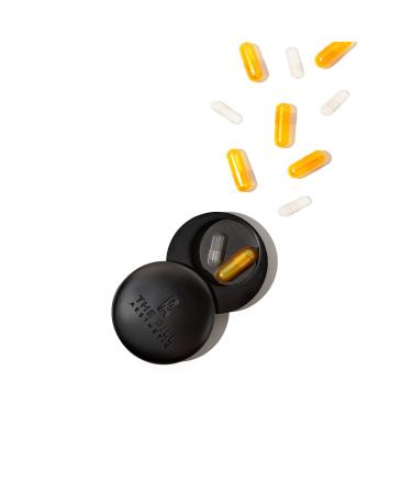 Travel Pill Case Private Pill Box The Pill Aesthetic Daily Metal Pill Organizer - for Fish Oil Calcium Tablets Supplements Vitamins Medications Prescriptions Bloat Pills Probiotic Unisex Case
