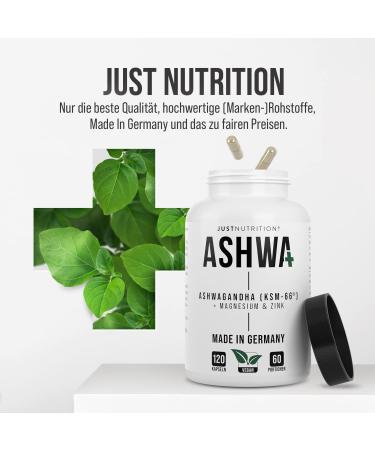Organic Ashwagandha KSM-66 600mg - Anti-Stress Formula with Zinc Magnesium & B6 - Vegan High Dose 120 Capsules - Made in Germany - Buy Online on GoSupps.com