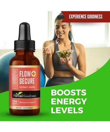 Herbal Goodness Flow Secure 1oz Supplement - Menstrual Cycle Support for Women | Mood Hormone & Metabolism Health - Buy Online on GoSupps.com