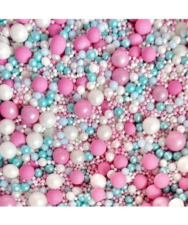 Pink White blue Baby shower gender reveal Hearts Metallic Sprinkles for cupcake cake toppers pearls balls metallic 100s and 1000s baby boy girl edible decoration cake cupcake topper GUM BALL - Buy Online on GoSupps.com