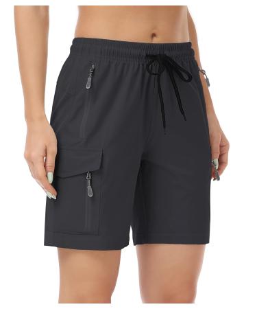 GymBrave Women's Hiking Shorts Quick Dry Lightweight Cargo Shorts for Outdoor Athletic Travel with Pockets Black Large