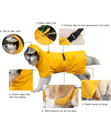 Buy Hykiee Waterproof Dog Raincoat - Adjustable Breathable Jacket with Hood for Small to Large Dogs - XXL Yellow - Buy Online on GoSupps.com