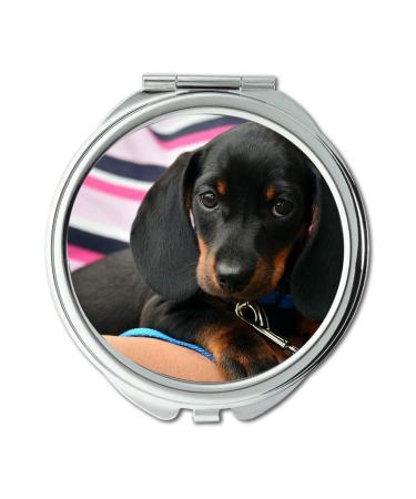 Mirror Travel Mirror Dachshund Puppy Young Animal Animal Portrait Dog Pocket Mirror portable mirror