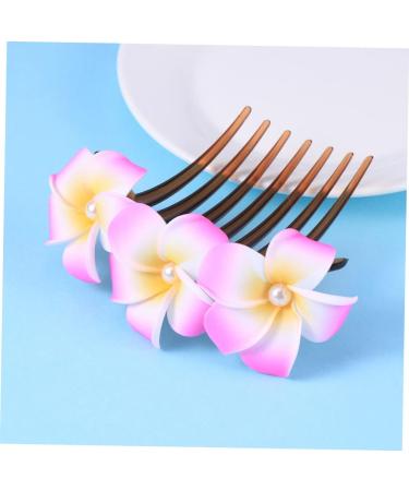 Angoily Pearl Tiara Hawaiian Plumeria Hair Side Comb Pearl Hair Barrettes Pearls Flower Hair Side Comb Pearl Hair Comb French Comb Bridal Headdress Bride Accessories Wedding - Buy Online on GoSupps.com