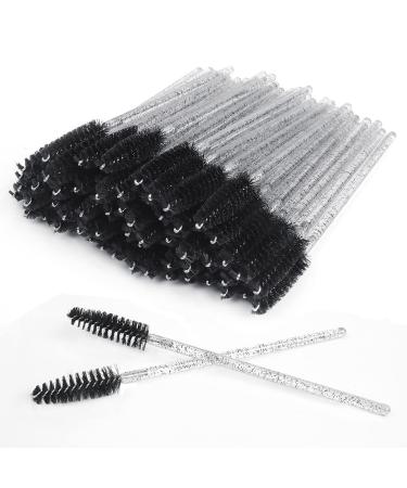KELYDI 60 PCS Disposable Eyelash Brushes Eyebrow Castor Oil Brush Mascara Wands Cosmetic Makeup Tools (Black)