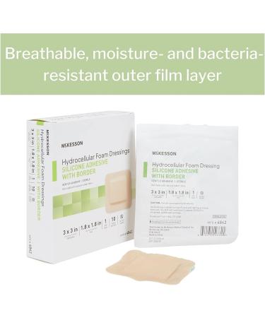 McKesson Hydrocellular Foam Dressings 3x3 inch, 10 Count - Sterile Silicone Adhesive with Border - Buy Online on GoSupps.com