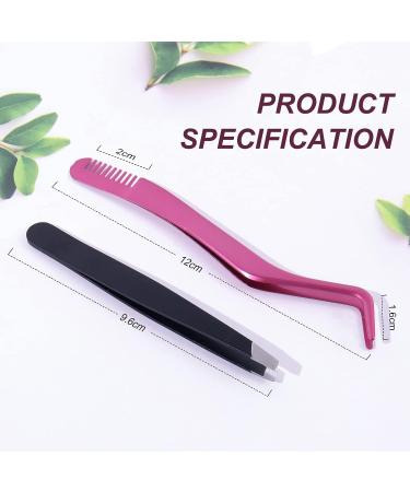 FADVAN Pink Stainless Steel Lash Applicator Tool Set - 2 Pcs Cluster Lash Tweezers with Eyebrow Tweezers for DIY Eyelash Extensions - Buy Online on GoSupps.com