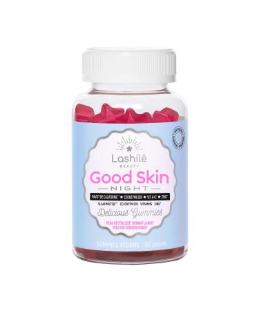 Lashil Beauty - Food Supplements - Good Skin Night - FOR NIGHT REVITALIZED SKIN - 1 Month Cure - 60 Gummies - California Poppy - Caenzyme Q10 Vitamin A C Zinc