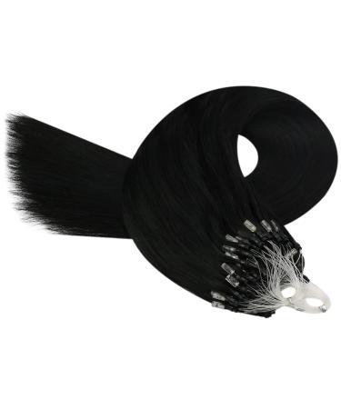 Youngsee Real Hair Microring Extensions - 55cm Black Micro Loop Hair Extensions | 50g #1 Premium Quality - Buy Online on GoSupps.com