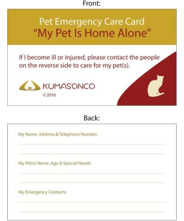 Pet Emergency Card with Self Laminating Pouch and Tick Remover Key Cat - Buy Online on GoSupps.com