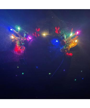 Wedity LED Christmas Glowing Tiara Reindeer Antlers Hair Accessories Christmas Party Feather Hair Hoop Headwear Hair Accessories for Women Girls (B) - Buy Online on GoSupps.com