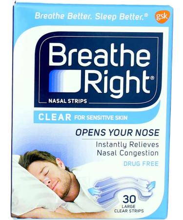 Breathe Right Nasal Strips Clear for Sensitive Skin - Large 30-Pack - Buy Online on GoSupps.com