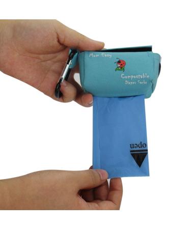 MOM EASY Diaper Disposal Bag Compostable Baby Disposable Diaper Sacks Baby Poop Bags with Blue Pouch Easy-To-Tie Diapers Bags Unscented 120 Counts with 1 Dispenser - Buy Online on GoSupps.com