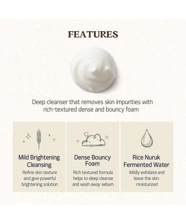 SKINFOOD Rice Daily Cleansing Foam 150ml - Fermented White Rice Firming Bubble Cleanser for Delicate & Smooth Skin - Men & Women (5.07 fl. oz.) - Buy Online on GoSupps.com