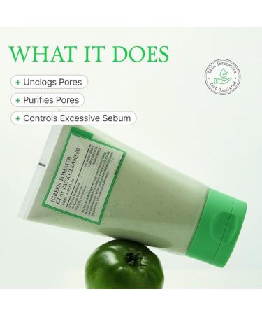 Green Tomato Clay Mask Pore Purifying with 49% Green Tomato Extract Sebum & Clogged Pore Care Exfoliation Fragrance-Free 120g - Buy Online on GoSupps.com
