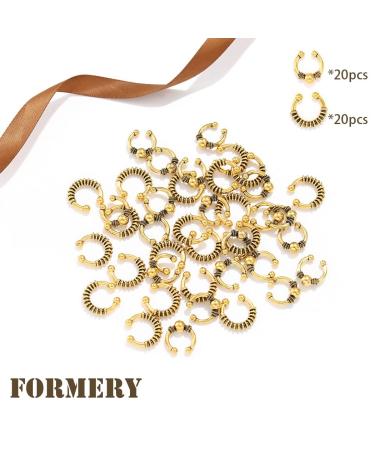 Gold African Deadlock Beads Jewelry Metal Loc Cuff Rings - Pack of 40 | Black Women's Cornrows Braid Hair Jewels - Buy Online on GoSupps.com