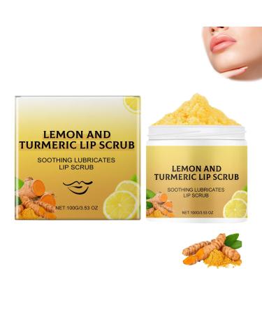 Natural Turmeric and Lemon Lip Scrub for Dark Dull Lips, Aloe Vera Lip Exfoliator for Chapped and Dry Lips, Moisturizes (1pc)