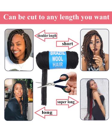 COOKOO 4 Roll Natural Black Brazilian Wool Hair Acrylic Yarn for African Crochet Hair - Jumbo Braids, Senegalese Twists, Faux Locs - 70G/Roll (1B) - Buy Online on GoSupps.com