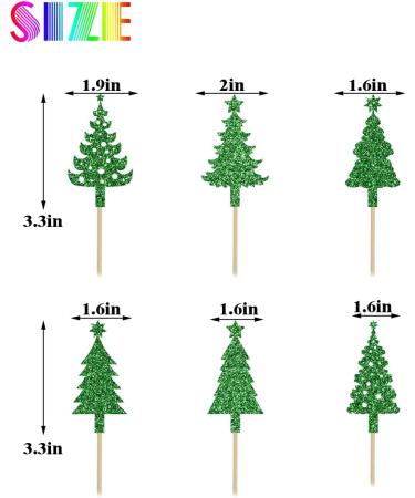 BIABISD 12PCS Christmas Tree Cupcake Toppers with Star Green Christmas Tree Cupcake Picks Christmas Party Decorations Winter Christmas Theme New Year Holiday Baby Shower Birthday Party Supplies - Buy Online on GoSupps.com