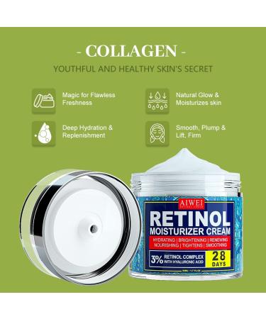 AIWEI Retinol Cream | Collagen Boosting, Hydrating, and Skin Brightening Face Moisturizer - 1.7 oz - Buy Online on GoSupps.com