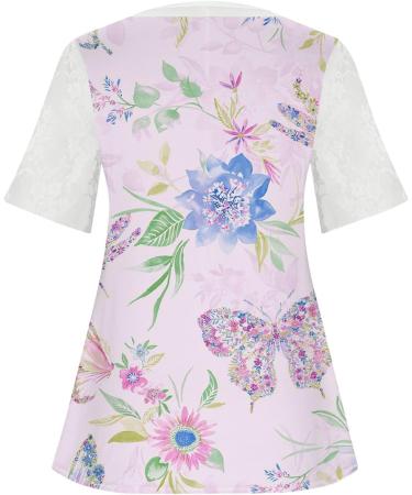 Women's Comfortable Lace Middle Long Sleeve Button Up V-Neck Hide Belly Tops Loose Bohemian Tunic Sexy Shirt Women's T-Shirt With Print Sports Shirt Women's Wide XXL Purple - Buy Online on GoSupps.com