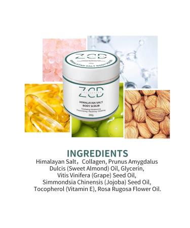 Dry Himalayan Salt Body Scrub with Rose | All-Natural Exfoliating & Moisturizing | 282g Sweet Almond Grape Seed Jojoba Oil Vitamin E Aloe Vera - Buy Online on GoSupps.com