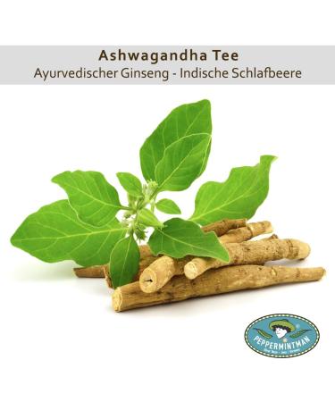 Ashwagandha Tea 400g - Ayurvedic Vitality Blend for Sleep & Wellness - Traditional Herbal Ginseng - Peppermintman - Buy Online on GoSupps.com