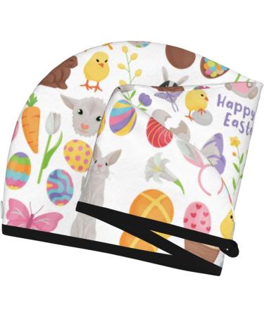 Hair Towel Wrap | Quick Drying Towel Turban with Button | Perfect for Fast Hair Drying - Happy Easter - Buy Online on GoSupps.com