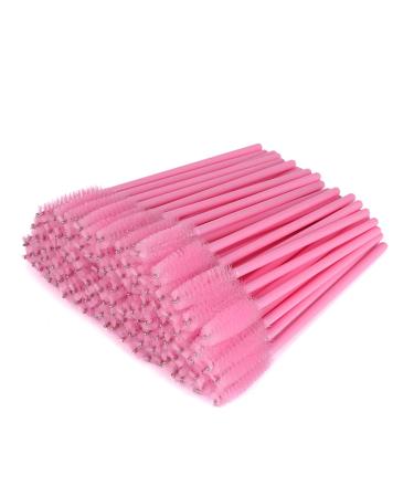 G2PLUS 100 PCS Pink Eyelash Brushes Spoolies - Eyebrow Spoolie Brushes -Disposable Mascara Wands - Eyelash Extension Brushes for Extensions 100 Pink