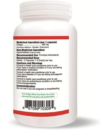 Nutridom Canadian Chaga Mushroom Capsules 500mg 100% Authentic Canadian Chaga Mushrom Extract Supplement Vegan Wild-Harvested Hand-picked Gluten Free Soy Free Dairy Free & Non-GMO (120 Veggie capsules) - Buy Online on GoSupps.com