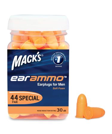 Mack's Ear Ammo Soft Foam Ear Plugs For Men  44 Pair - 30 dB High NRR Comfortable Ear Protection for Power Tools  Shooting Sports  Motorcycles  Travel  Sleeping  Loud Noise