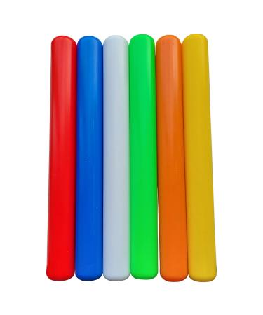 PRISP Set of 6 Relay Batons - Hollow Colored Sticks for Track and Field
