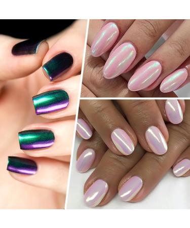 Mermaid Chrome Nail Powder - Iridescent Aurora Pink Pigment for Chameleon Nails | Shimmering Rainbow Effect Chrome Powder - Buy Online on GoSupps.com