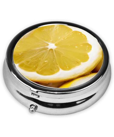 Lemon Printed Mini Round Pill Box | 3 Compartment Medicine Organizer | Travel & Pocket Pill Case for Home & Office - Buy Online on GoSupps.com