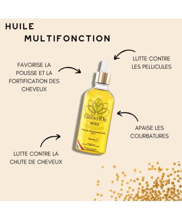 ESSENTIOIL Mustard Oil - 100% pure and natural - Care for dry brittle and dull hair - 100mL glass bottle - Pipette - French brand - Buy Online on GoSupps.com