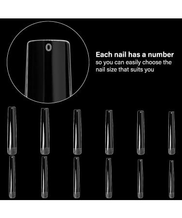 Ranrose 120PCS XXXL Clear Square Coffin Nail Tips - Extra Long Straight Acrylic False Press On Nails for Ballerina Style - Includes Storage Bag - Buy Online on GoSupps.com