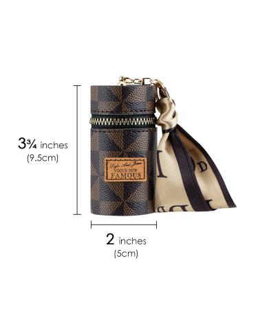 Adorila 2 Pack Lipstick Organizer: Portable Mini Leather Lip Gloss Bag with Keychain - Brown Pink & White Brown - Ideal Lipstick Case for Purse - Buy Online on GoSupps.com