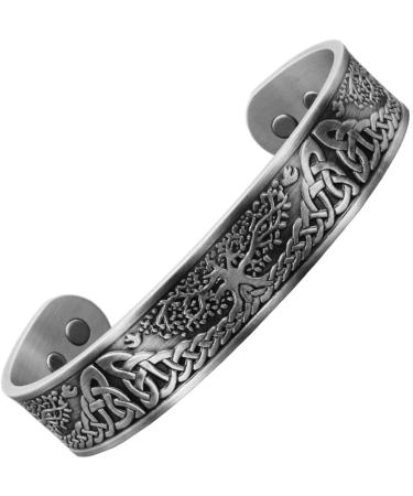 Mens Womens Copper Bracelet pewter coated Copper Bangle with 6 Magnets Adjustable Antique Silver (TLP)-Celtic Tree of Life (L: Wrist 19.5-22.5cm/7.7-8.8") - Buy Online on GoSupps.com