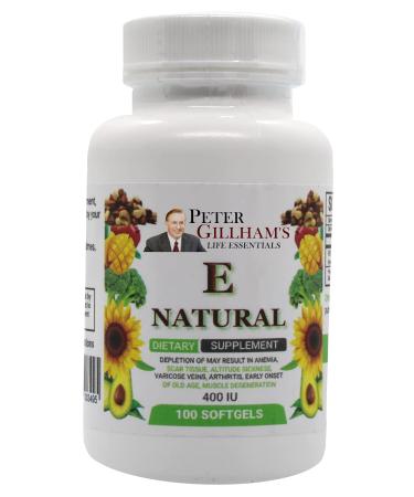 Peter's Choice Natural Vitamin E 400IU 100 Softgel Capsules Antioxidant and Skin Support Gluten Free Made in USA