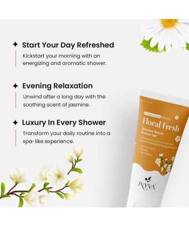 FloralFresh Jasmine Bloom Shower Gel - Hydrating & Soothing Cleanse with Algae & Gotukola | Luxurious Floral Scent for All Skin Types - 200ml - Buy Online on GoSupps.com