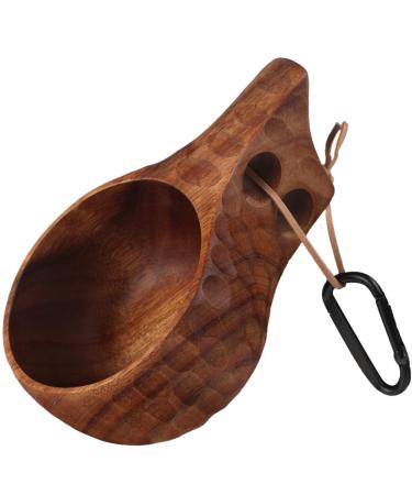 Foxyoo Kuksa Wooden Cup Camping Wood Mug Kuska Handcrafted Coffee Cups-12oz(350ml),Traditional Nordic Design,with Lanyard And Carabiner,Lightweight Durable,The Perfect Companion for Camping, Foraging
