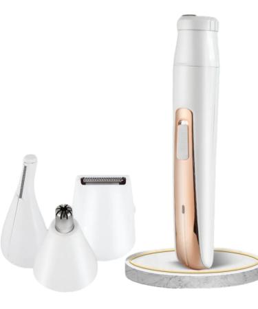 Bikini Trimmer Women's Wet/Dry Body Shaver Groomer 4-in-1 Design Interchangeable Heads Supports Nose Hair Eyebrow and pubic Hair Repair USB Rechargeable and Full Body Waterproof Hygiene Razor