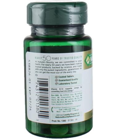 Nature's Bounty Vitamin B-12 1000 mcg Tablets 100 ea (Pack of 6) - Buy Online on GoSupps.com