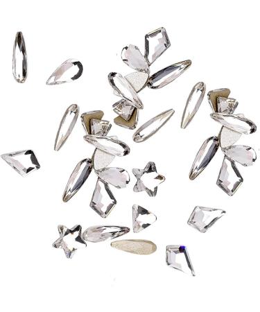 dijiusidy 50 Pieces Glass Crystal Set Eye-catching Personalized Nail Art Rhinestones DIY Handcraft Manicure Accessories for Card Making White - Buy Online on GoSupps.com