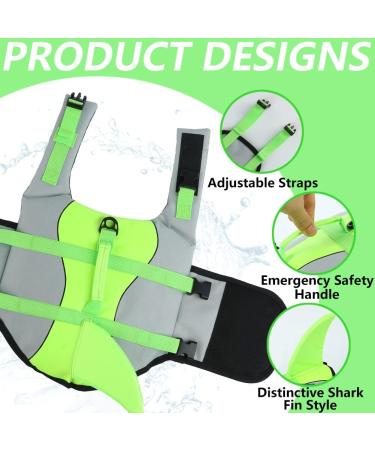 Emust Dog Life Jacket - Adjustable Size for Small Medium & Large Dogs | Water Safety Vest with Rescue Handle for Swimming & Beach - Green - Buy Online on GoSupps.com