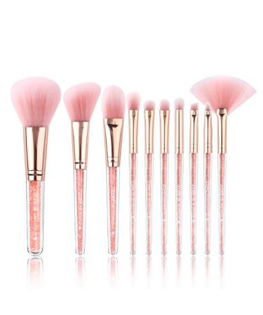 8pcs Pink Crystal Makeup Brush Set | Soft Synthetic Hair | Glitter Cosmetic Tools for Foundation Concealer & Blusher - Buy Online on GoSupps.com