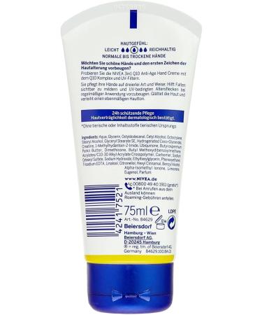 Beiersdorf NIVEA Hand Cream 3in1 antiaging Q10 antiwrinkle hand care with Q10 and UV filter 75 ml pack of 3 - Buy Online on GoSupps.com